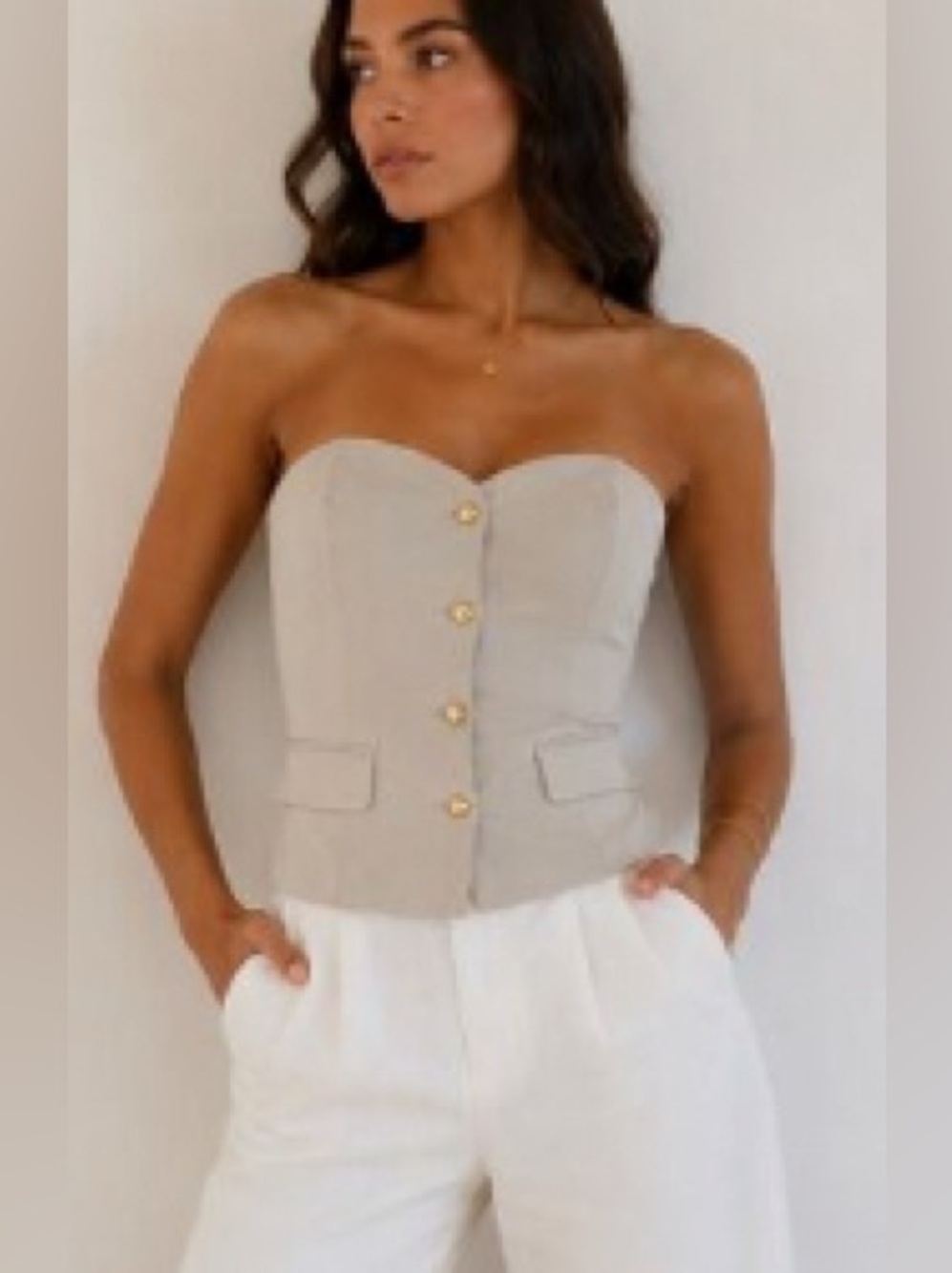 Sincerely Jules Beige Strapless Bustier Top NWT - M